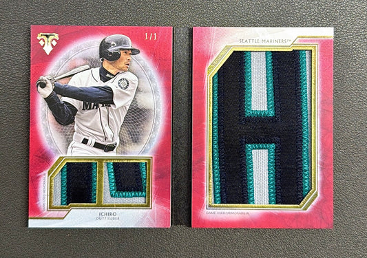 2018 Topps Triple Threads Ichiro Letter Plus Relic Booklet 1/1 Game Used Patch - MISPRINT ERROR RARE