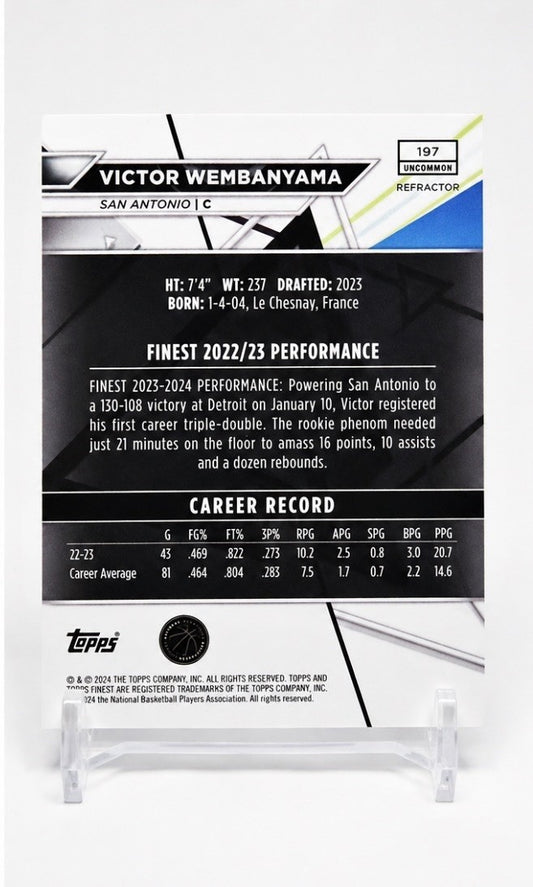 2023-24 Topps Finest - Uncommon Victor Wembanyama #197 Refractor (RC) Spurs SP