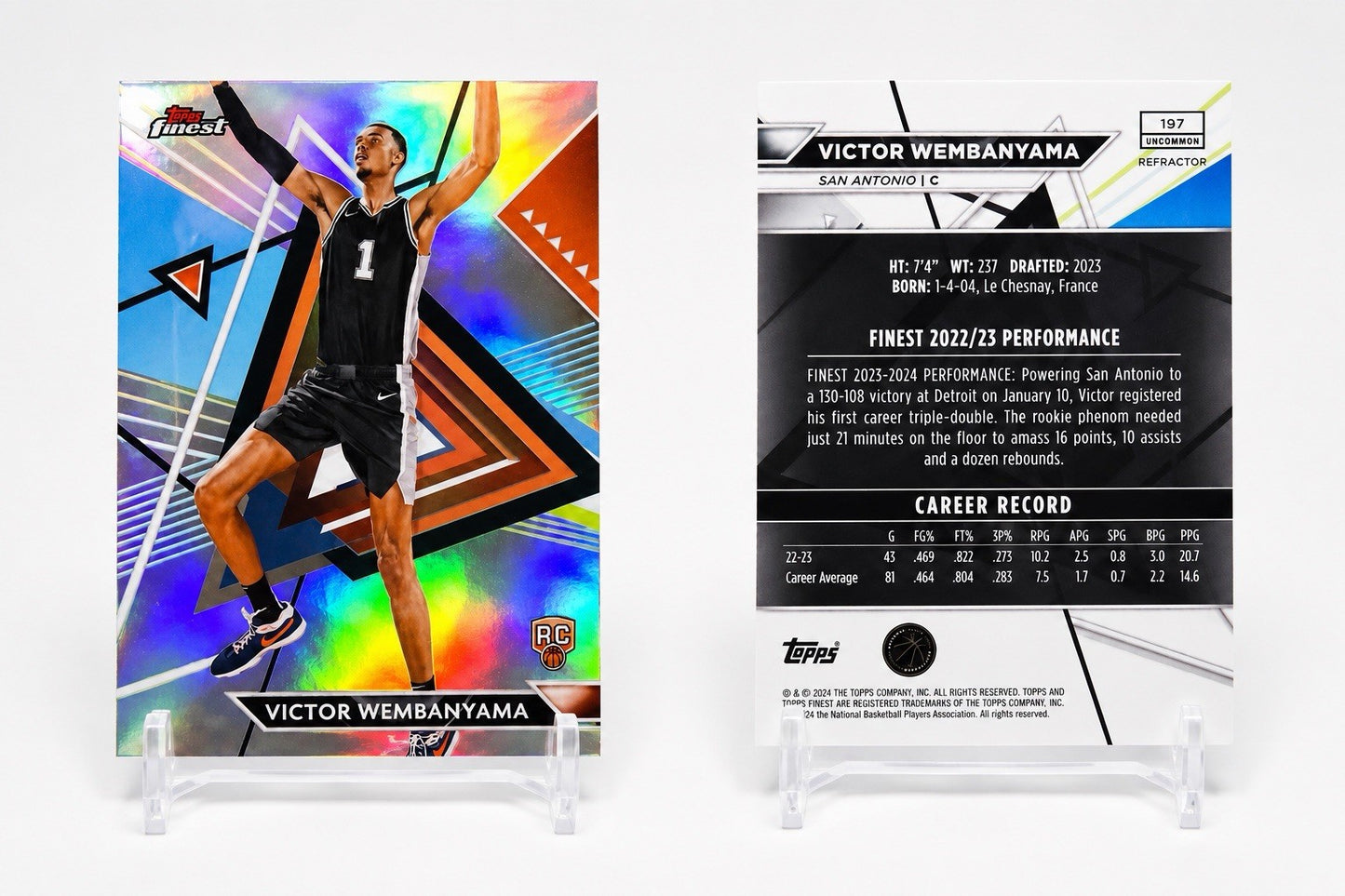 2023-24 Topps Finest - Uncommon Victor Wembanyama #197 Refractor (RC) Spurs SP