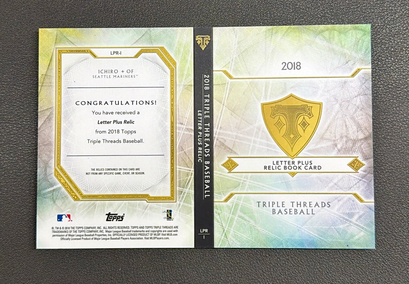 2018 Topps Triple Threads Ichiro Letter Plus Relic Booklet 1/1 Game Used Patch - MISPRINT ERROR RARE